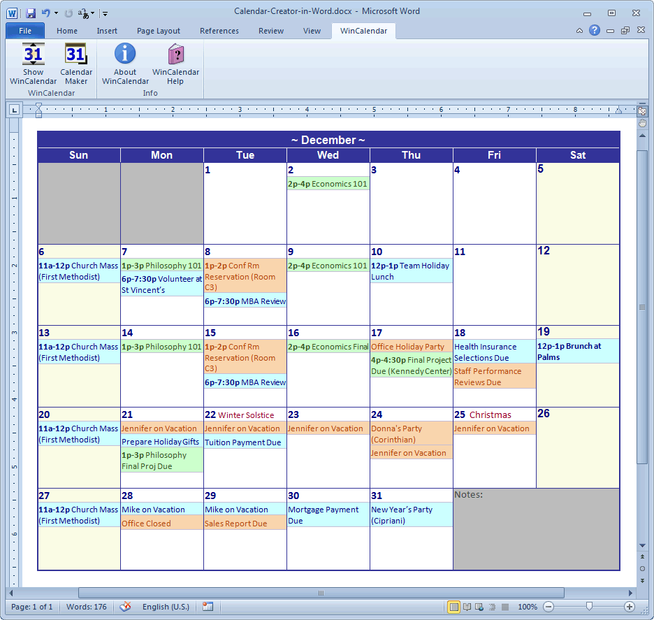 Calendar Maker Calendar Creator for Word and Excel