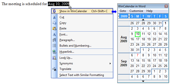 word calendar creator