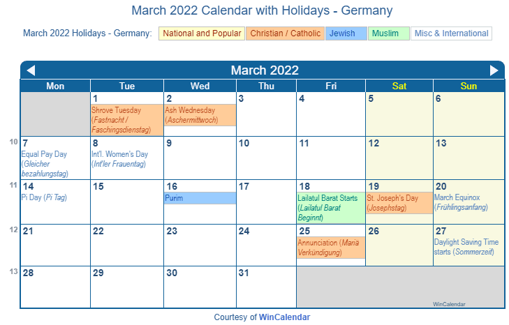 print friendly march 2022 germany calendar for printing