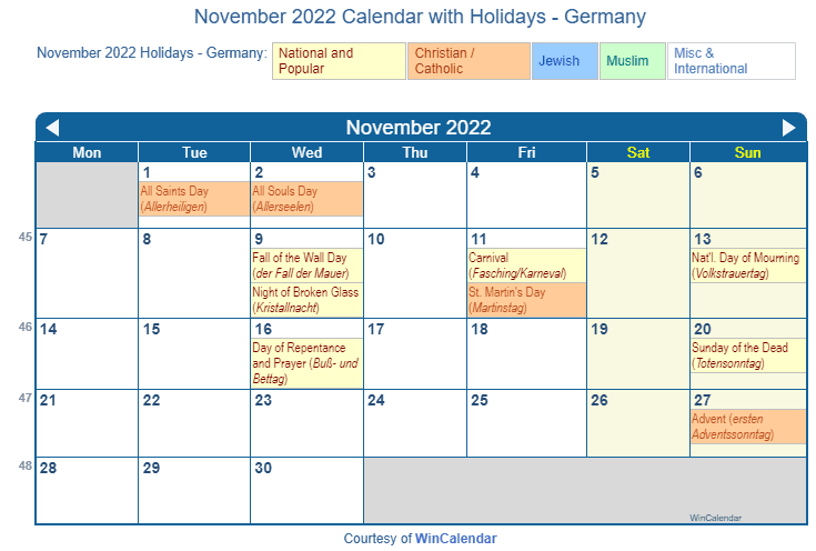 print friendly november 2022 germany calendar for printing