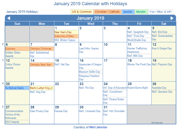 january 2019 declutter calendar