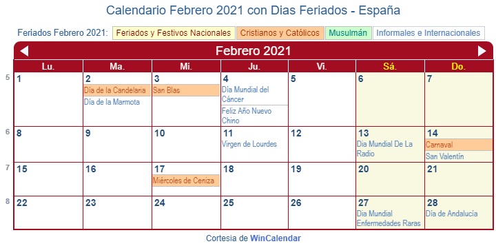 Calendario Febrero 2022 Con Festivos Colombia - IMAGESEE