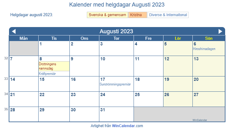 Kalender För Utskrift Augusti 2023 3560